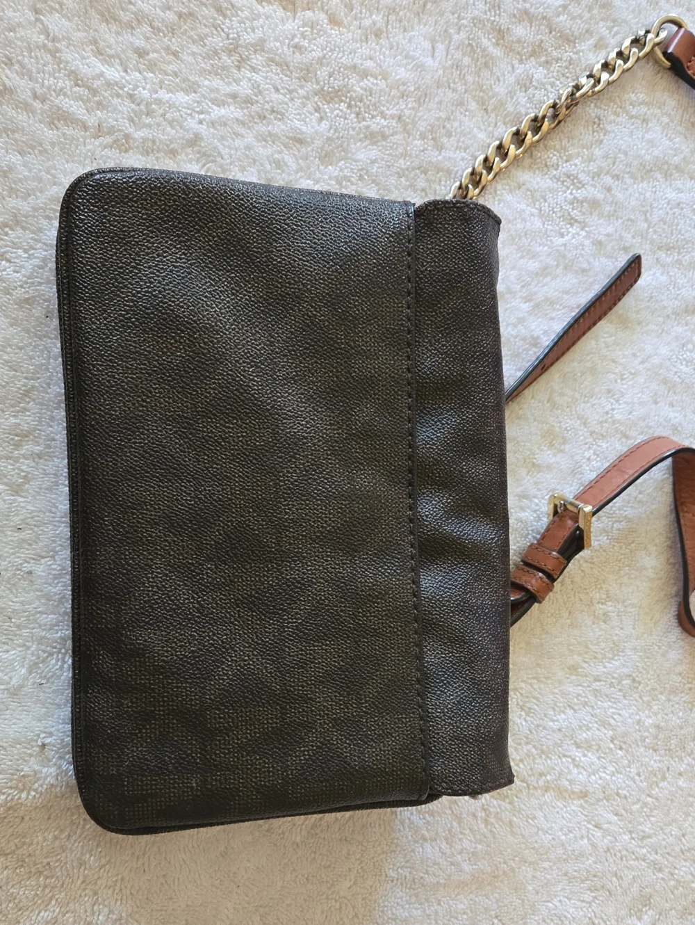 Michael Kors Fulton Acorn Brown Small Shoulder Flap Leather Bag